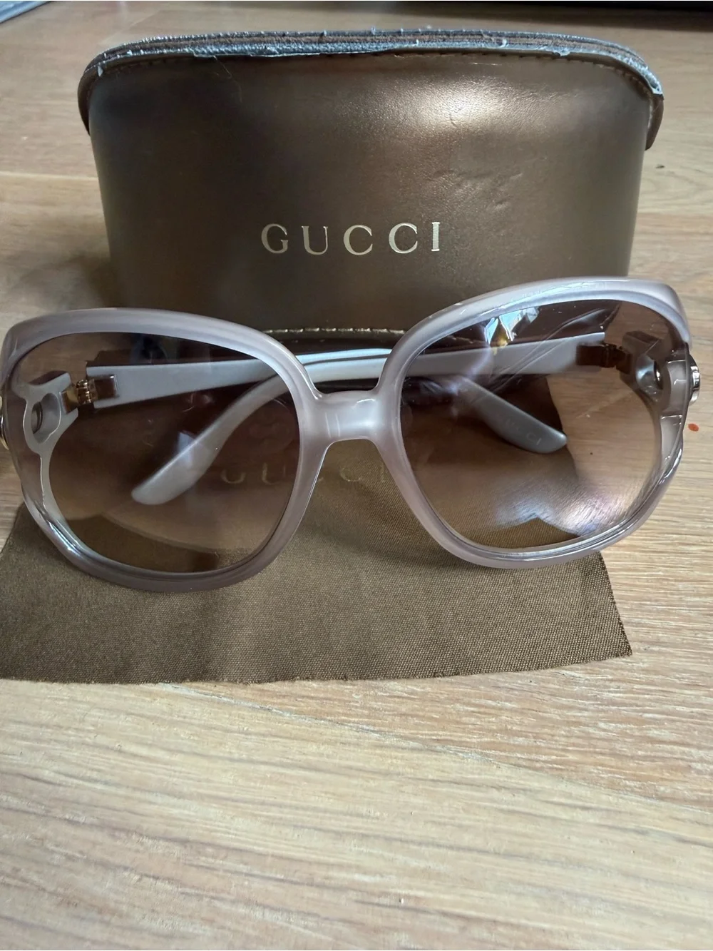 Gucci Women's Translucent Light Gray Round Sunglasses - Gucci